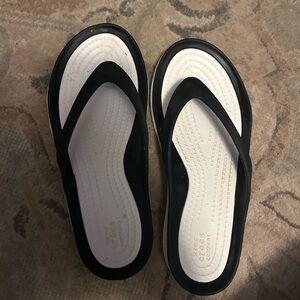 CROCS Black and White Kids Flip Flops